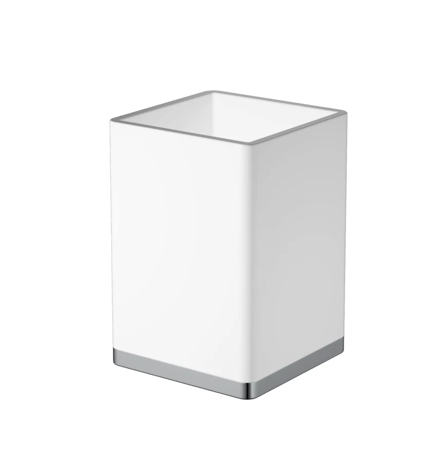 Стакан для ванной Boheme Qubic 10961-W-CR 70×101×70 мм, цвет белый матовый
