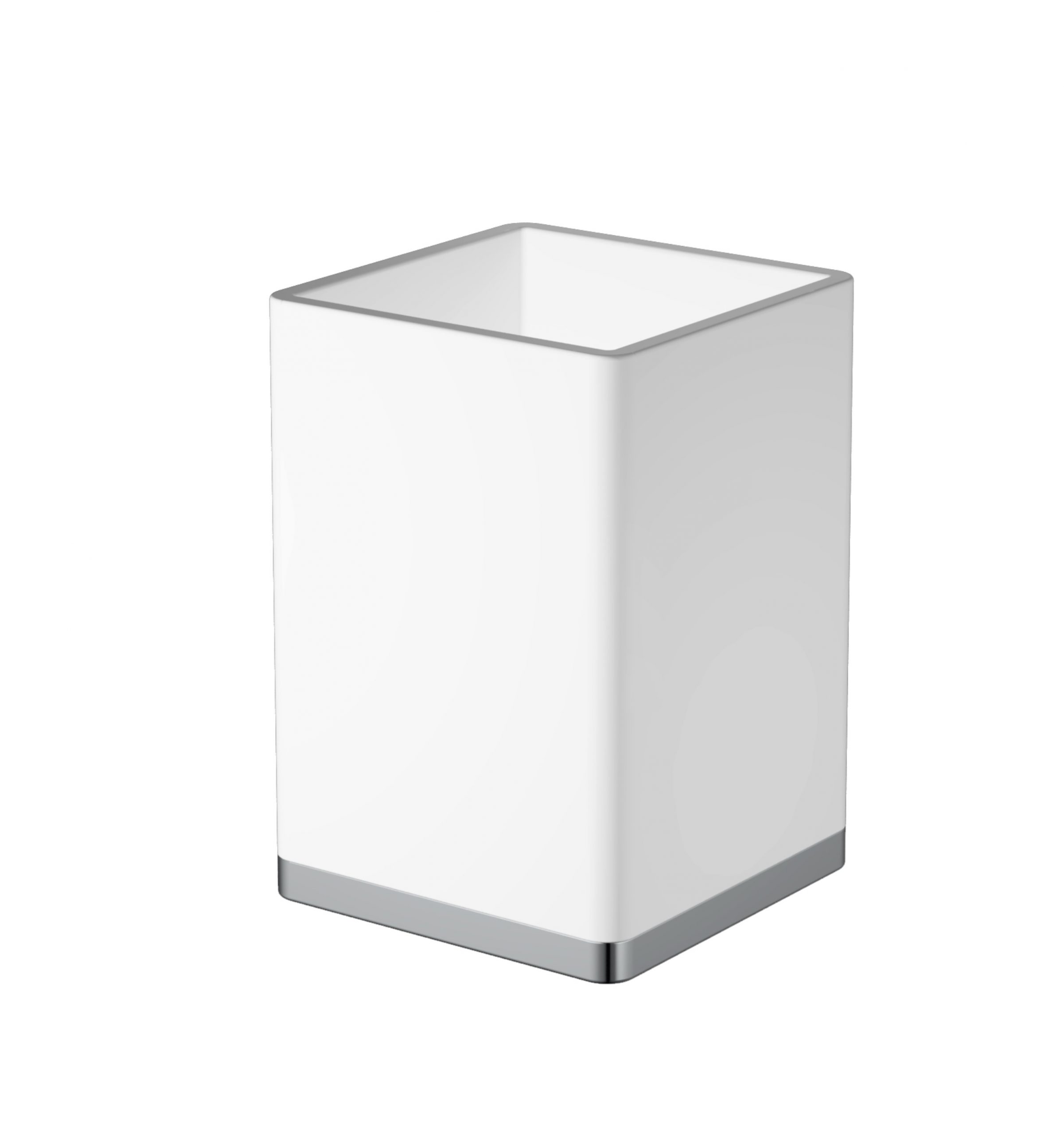 Стакан для ванной Boheme Qubic 10961-W-CR 70×101×70 мм, цвет белый матовый — Основное изображение
