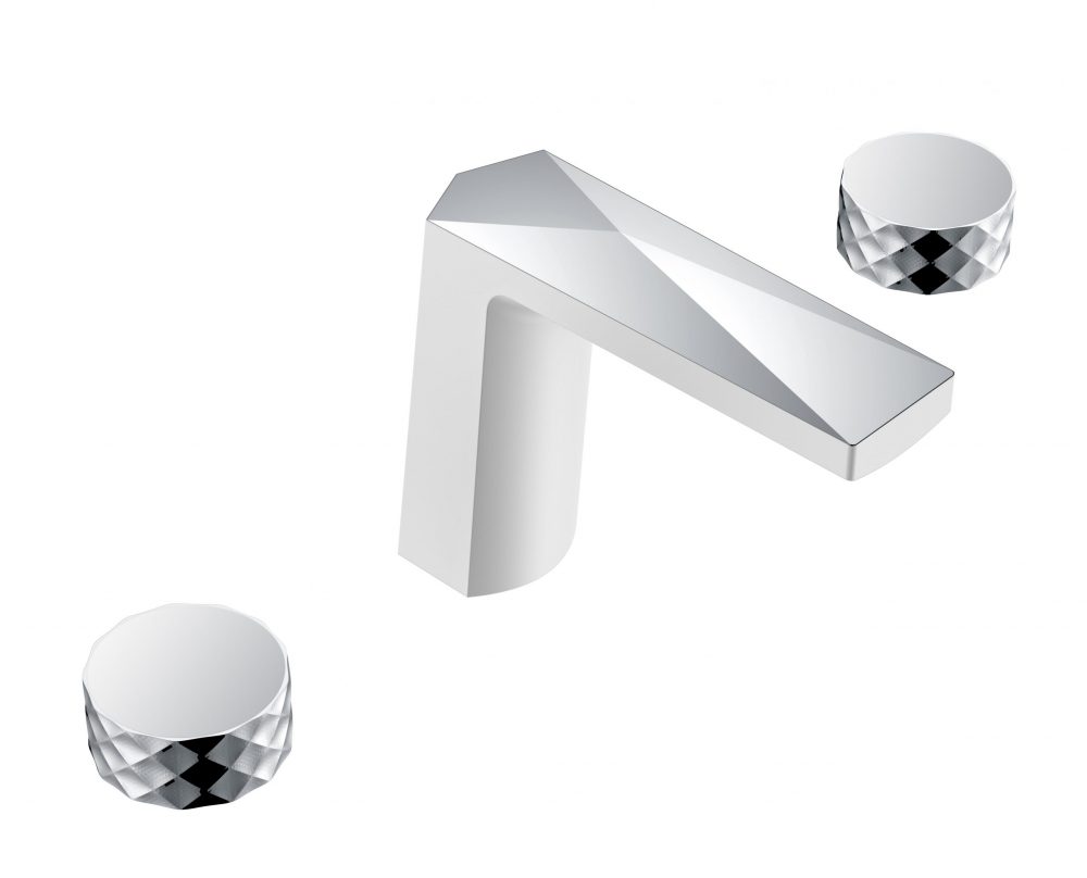 Смеситель для раковины Boheme Venturo 150-WCR-DIAMOND 197×352×165 мм, цвет белый глянцевый — Основное изображение