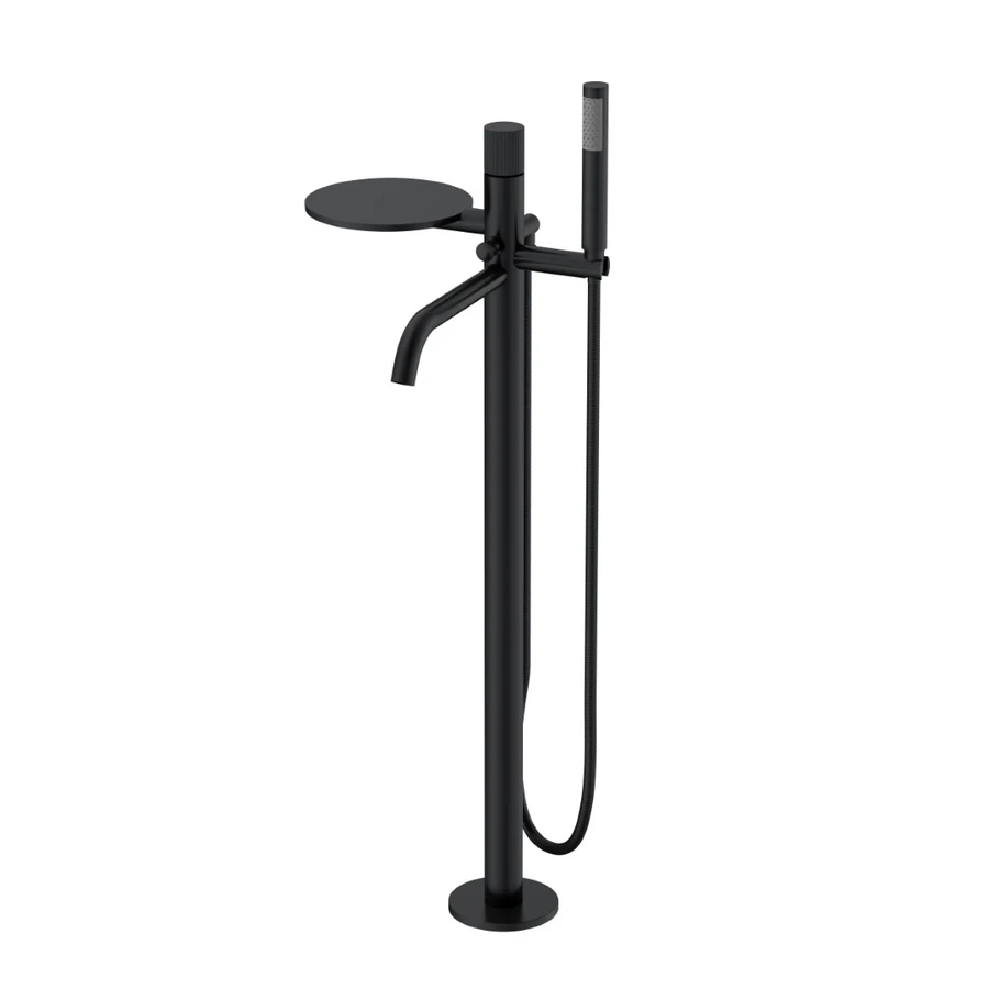 Смеситель для ванны напольный Boheme Stick 129-BB.3 330×320×986 мм, цвет черный матовый