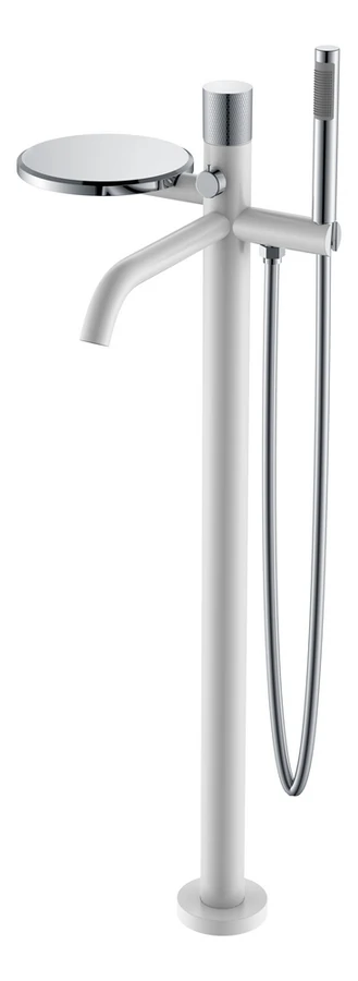 Смеситель для ванны напольный Boheme Stick 129-WCR.2 330×320×986 мм, цвет белый глянцевый