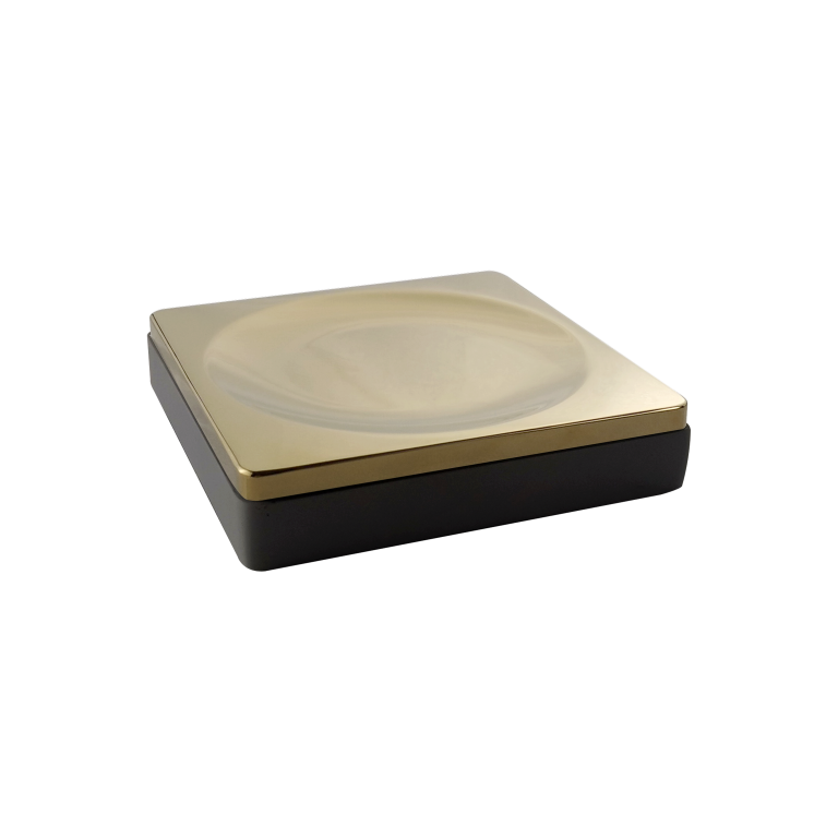 Мыльница Boheme Qubic 10960-B-G 24×100×100 мм, цвет золото — Основное изображение