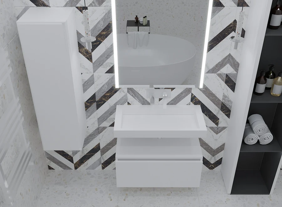 Тумба для ванной Armadi Art Flat 897-100-W 1000×383×460 мм, цвет белый глянцевый
