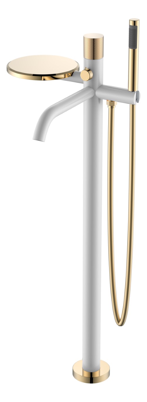 Смеситель для ванны напольный Boheme Stick 129-WG.2 330×320×986 мм, цвет золото — Основное изображение