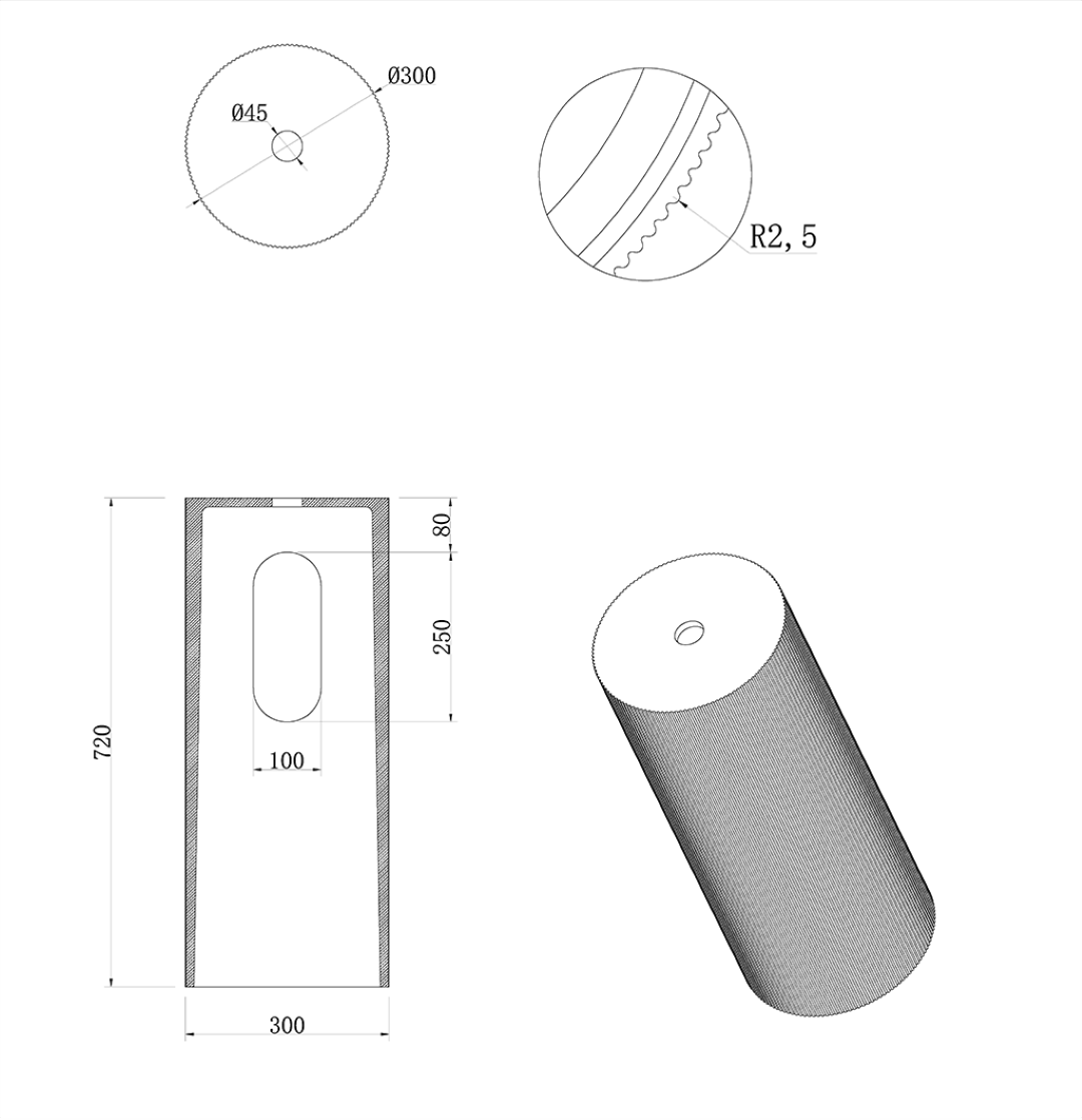 Пьедестал для раковины Armadi Art Sole 801-BASE-RIB-A 30×30×72 см — Основное изображение