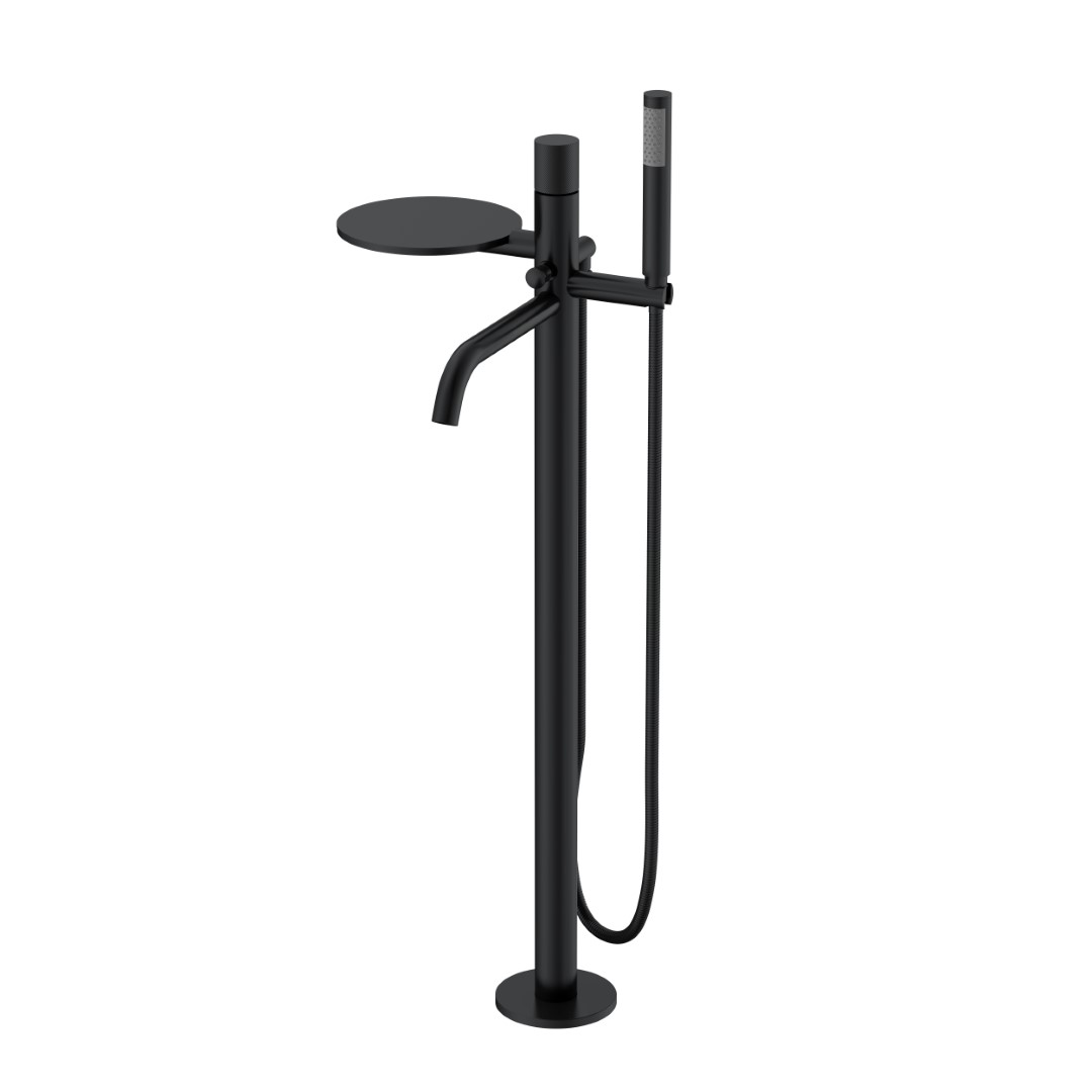 Смеситель для ванны напольный Boheme Stick 129-BB.4 330×320×986 мм, цвет черный матовый — Основное изображение