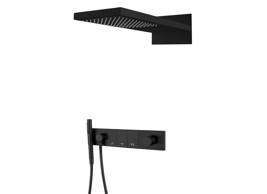 Душевая система встраиваемая Boheme Zodiac 132-B 550×445×90 мм, цвет черный матовый
