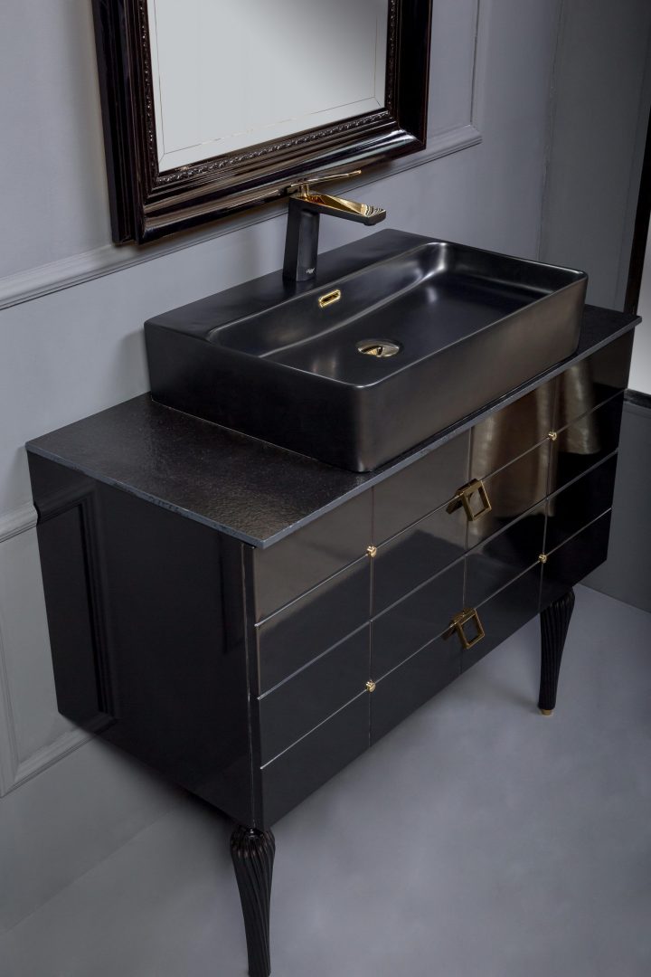 Тумба для ванной Armadi Art Vallessi Avantgarde 841-080-BG 80×46×48 см, цвет черный матовый — Основное изображение