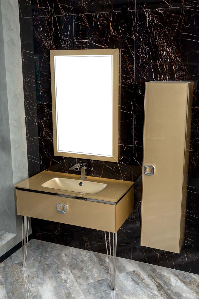 Пенал для ванной Armadi Art Lucido 772-LIGHT GOLD 150×40×35 см, цвет золото — Основное изображение