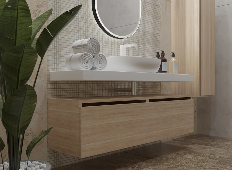 Тумба для ванной Armadi Art Flat 897-140-L 1400×383×460 мм, цвет графитовый