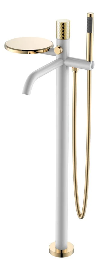 Смеситель для ванны напольный Boheme Stick 129-WG 330×320×986 мм, цвет золото