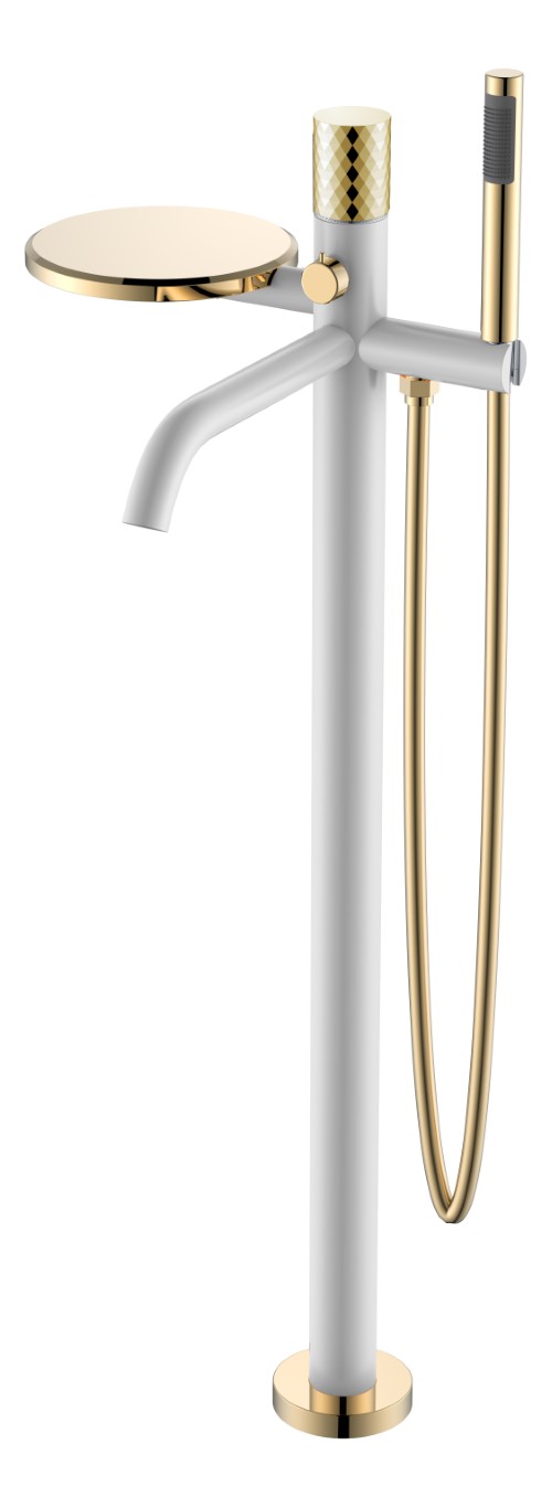 Смеситель для ванны напольный Boheme Stick 129-WG 330×320×986 мм, цвет золото — Основное изображение