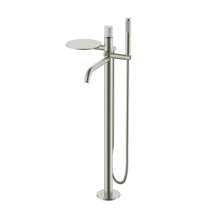 Смеситель для ванны напольный Boheme Stick 129-NB-MR-GR 330×320×986 мм, цвет никель