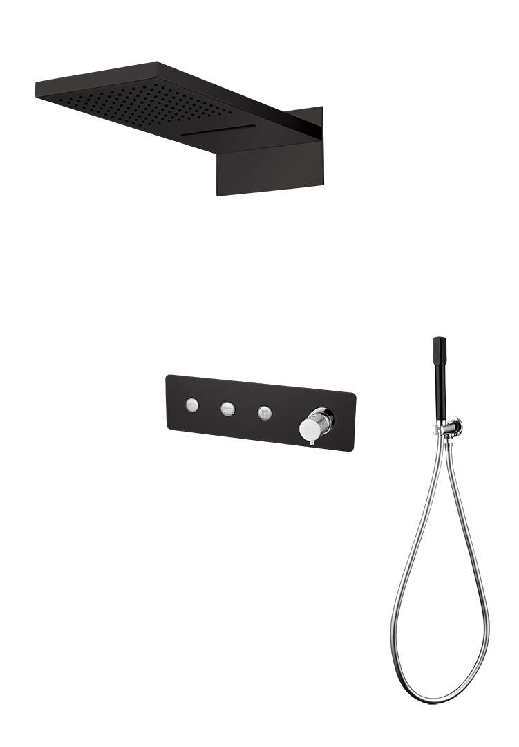 Душевая система встраиваемая Boheme Fusion 130-BCR 55×40×12 см, цвет черный матовый — Основное изображение