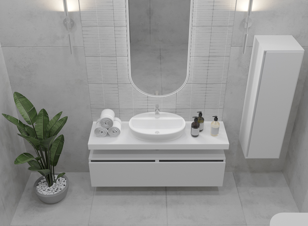 Тумба для ванной Armadi Art Flat 897-120-W 1200×383×460 мм, цвет белый глянцевый — Основное изображение