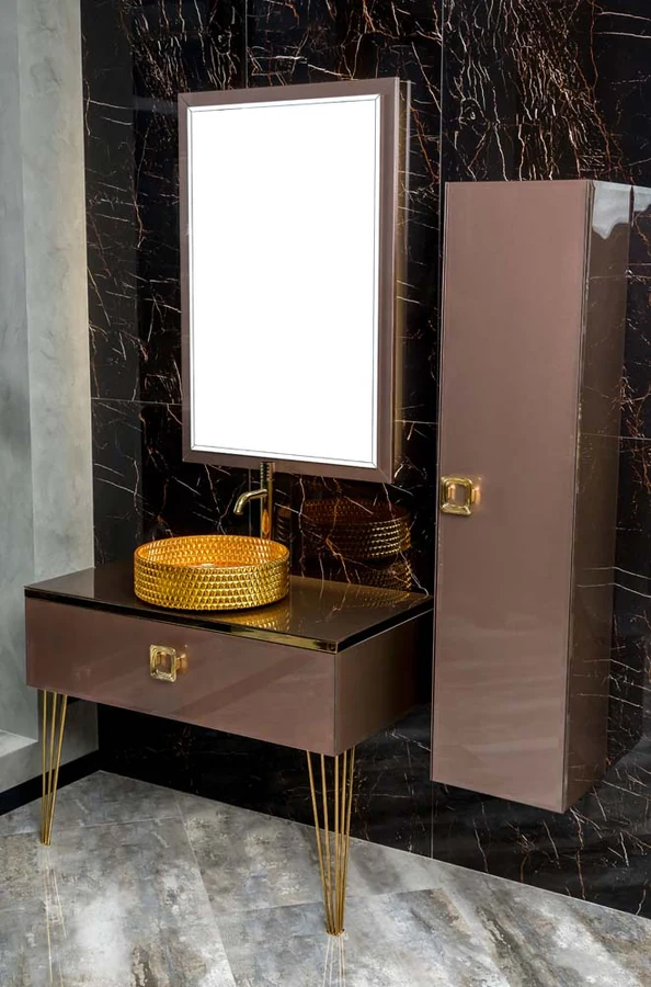 Столешница для ванной Armadi Art Lucido 853-080-PU 86×56×10 см, цвет графитовый