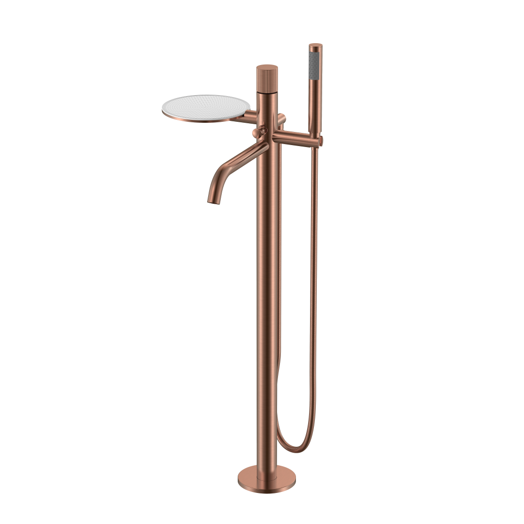 Смеситель для ванны напольный Boheme Stick 129-CB.3 330×320×986 мм, цвет медь брашированная — Основное изображение
