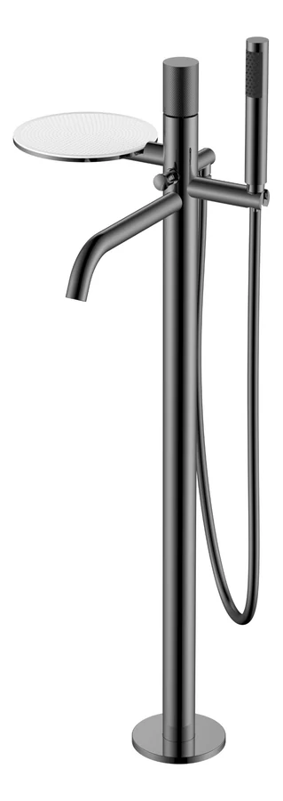 Смеситель для ванны напольный Boheme Stick 129-SGM.2 330×320×986 мм, цвет графитовый глянцевый