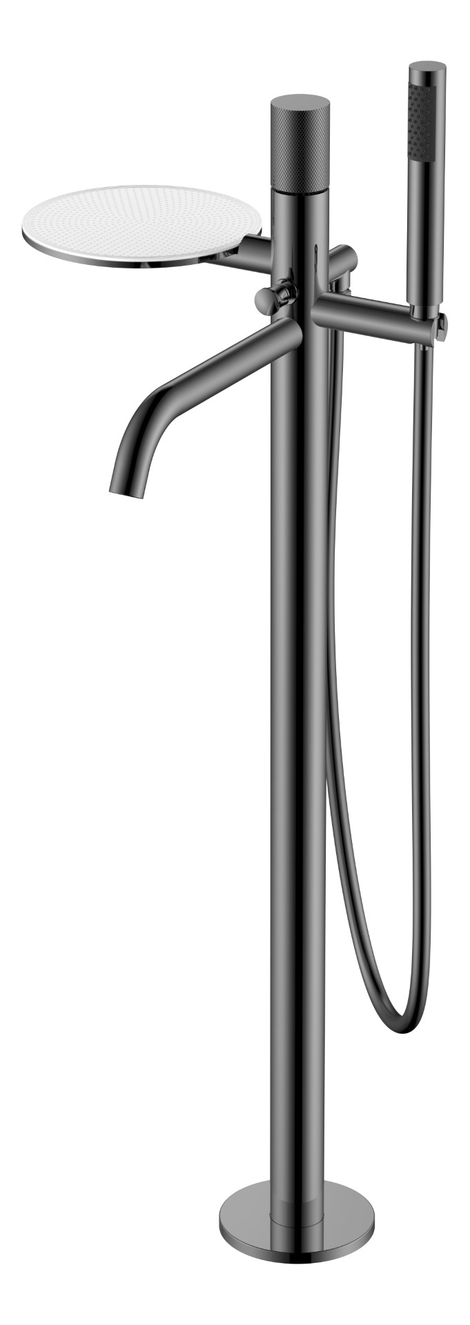 Смеситель для ванны напольный Boheme Stick 129-SGM.2 330×320×986 мм, цвет графитовый глянцевый — Основное изображение