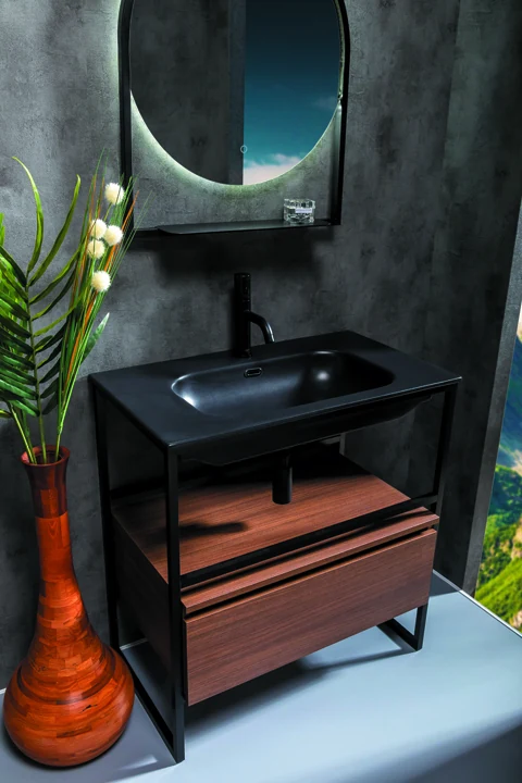 Консоль для раковины Armadi Art Loft 893-080 80×45×85 см, цвет черный матовый