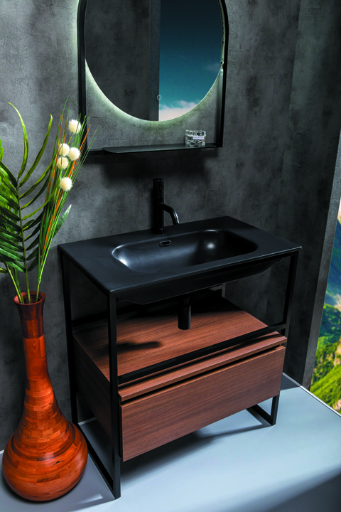 Консоль для раковины Armadi Art Loft 893-080 80×45×85 см, цвет черный матовый — Основное изображение