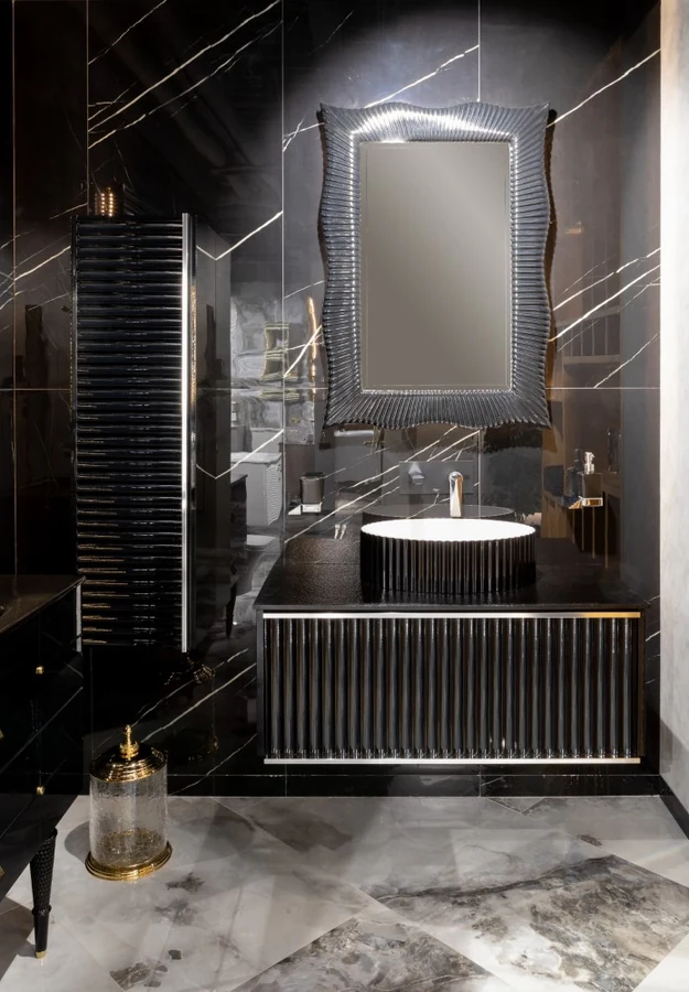 Пенал для ванной Armadi Art Vallessi Avantgarde 846-BCR 350×285×1200 мм, цвет черный матовый