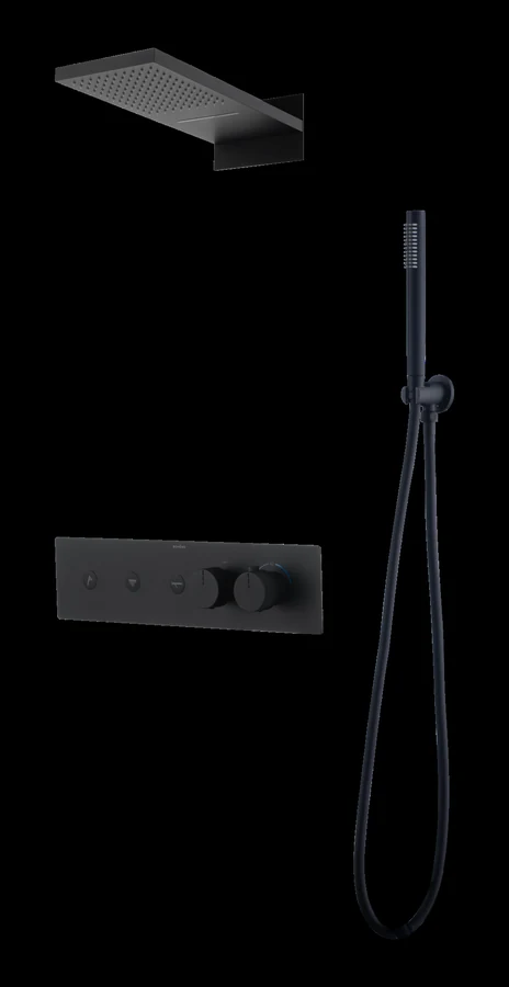 Душевая система встраиваемая Boheme Fusion 131-B 550×470×105 мм, цвет черный матовый