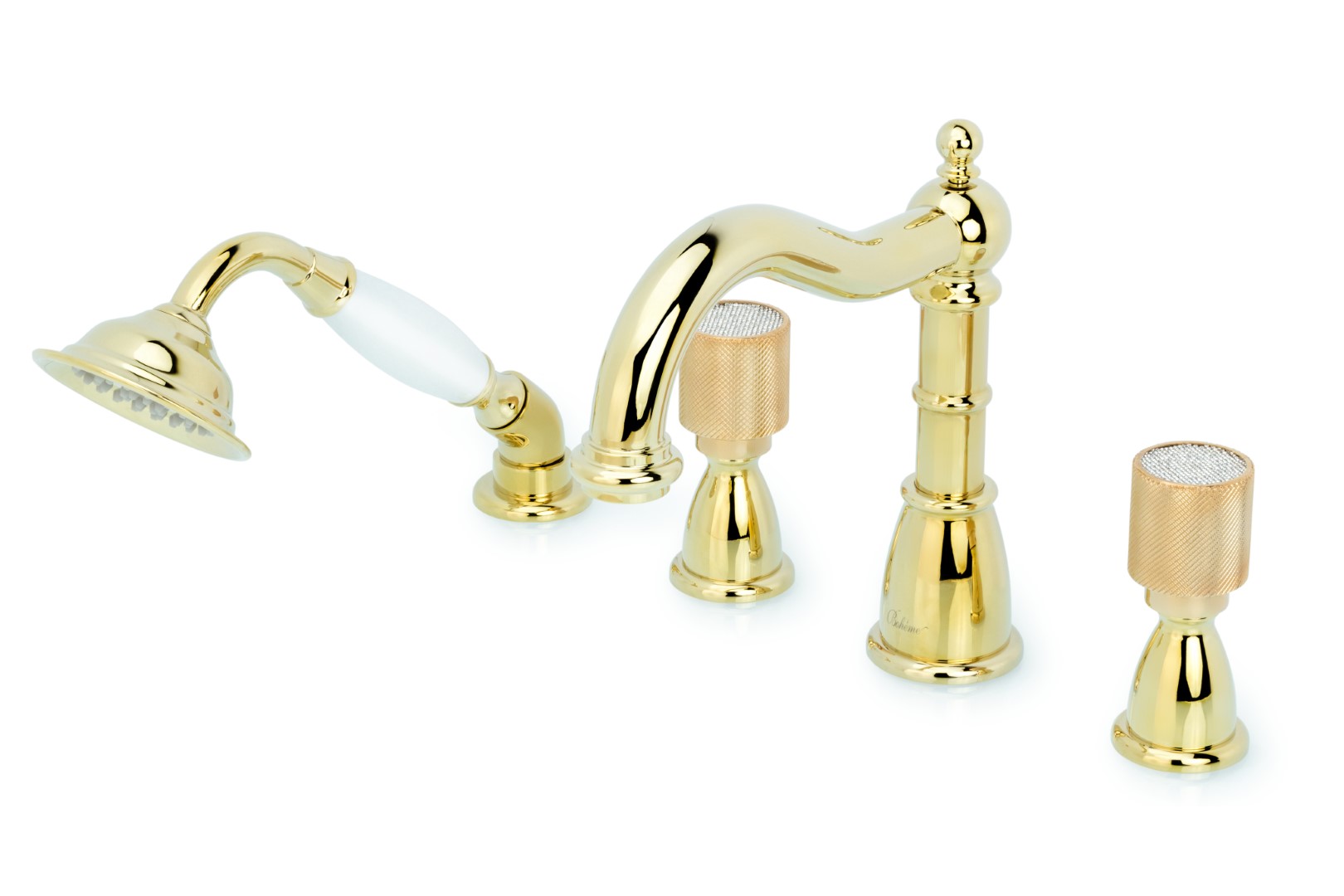 Смеситель на борт ванны Boheme Royal Cristal 395-ROYAL/CRST 193×360×196 мм, цвет золото — Основное изображение
