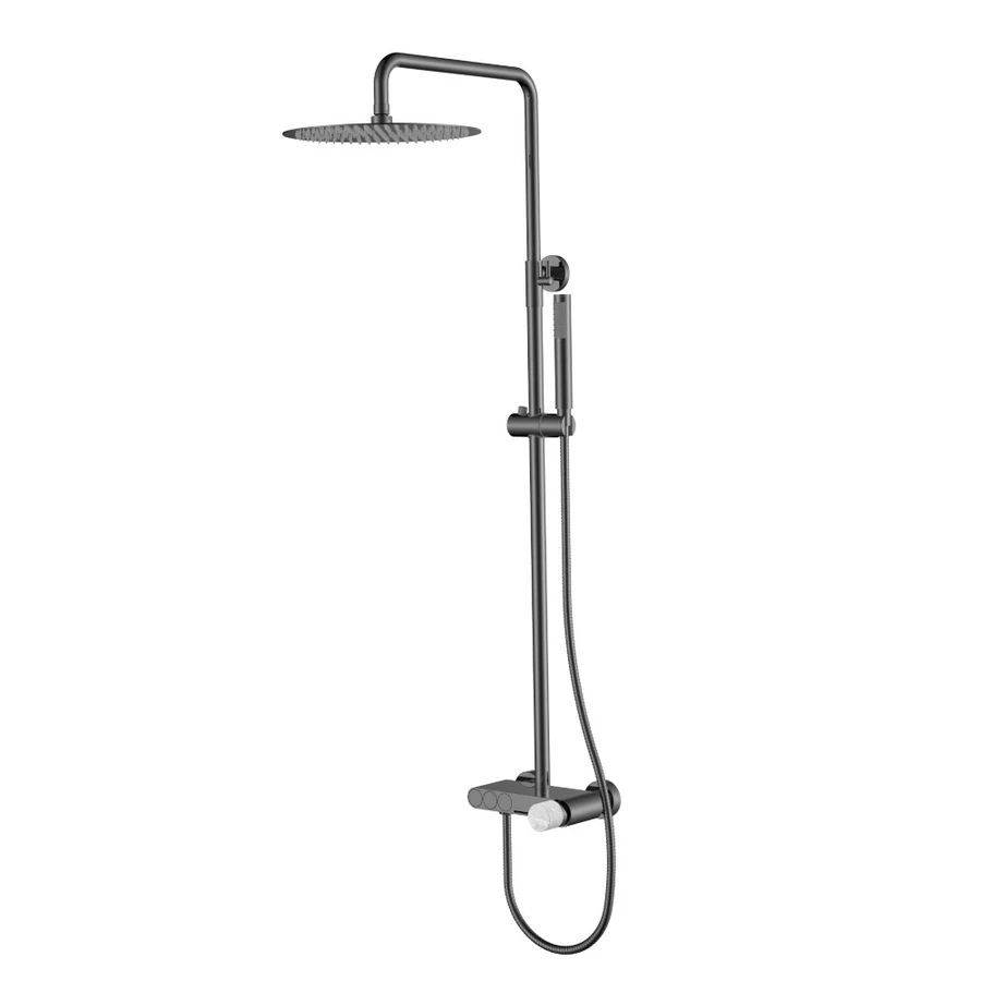 Душевая стойка Boheme Stick 128-SGM-MR-GR 570×185×1090 мм, цвет графитовый глянцевый