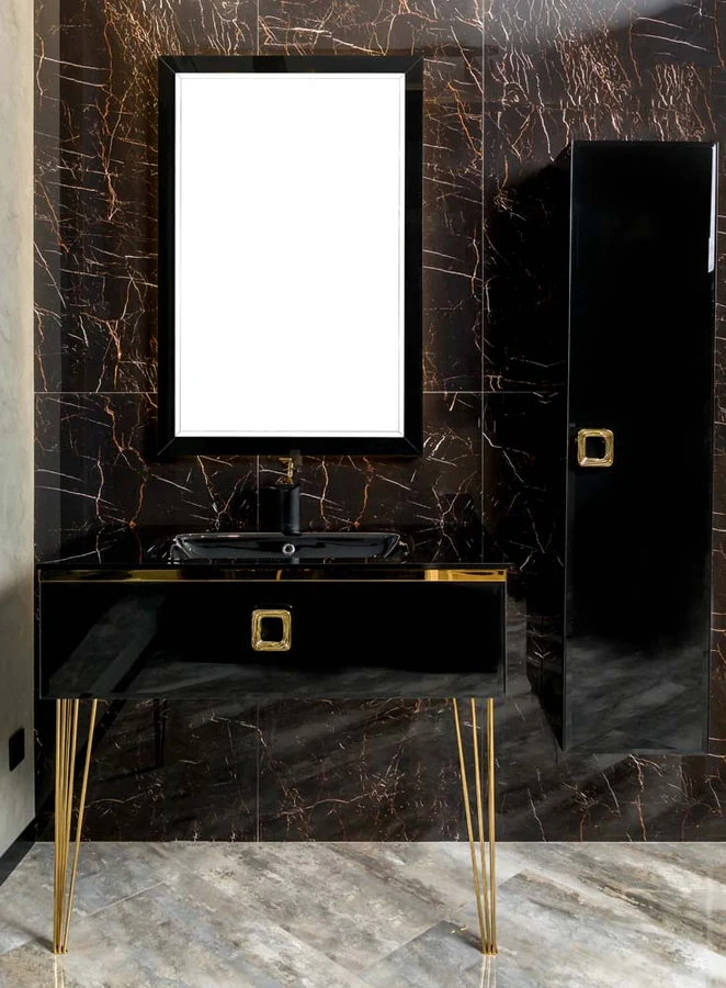 Консоль для раковины Armadi Art Lucido 770-080-B 84×55×30 см, цвет черный матовый